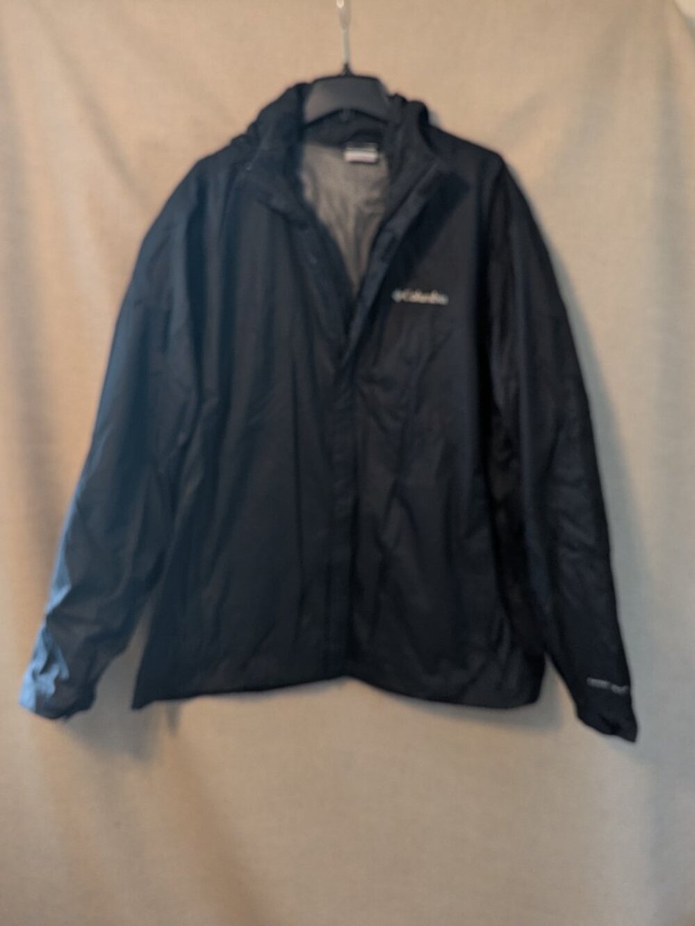 Columbia Men's XXL Black Rain Jacket Hooded Mesh Lined